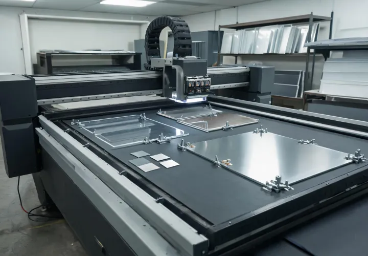 UV printing on acrylic and coated metal parts